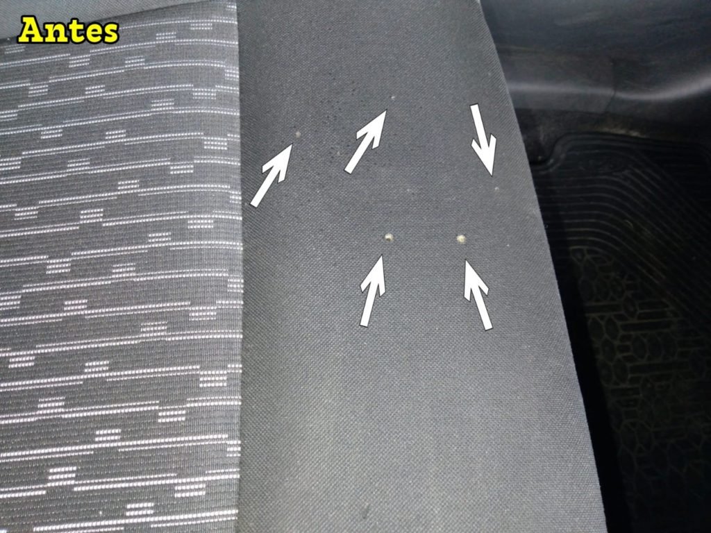 Furos de cigarro no banco automotivo